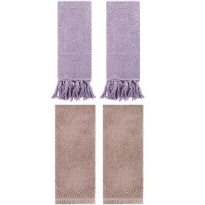 REGALWOVEN 4 Packs Cotton Absorbent Soft Turkish Hand Towels with tassel for Bathroom - 1 of 4