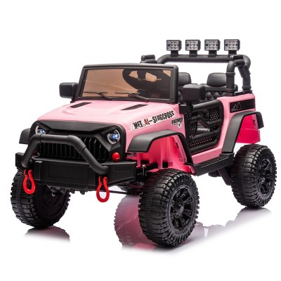 TopComfy Baby Walkers Kids Ride On Car Four Wheel Suspension Large Display Screen Portable Handle Safety Belt for Kids, Pink, 39.37"*15.75"*16.54"