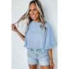 Amaryllis Women's Ruffle Sleeve Blouse Elegant Mock Neck Relaxed Fit Lightweight Versatile Chic - 3 of 4