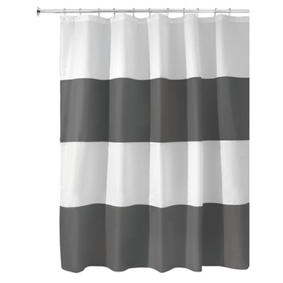 iDESIGN 72"x72" Zeno Wide Striped Shower Curtain Gray/White