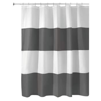 iDESIGN 72"x72" Zeno Wide Striped Shower Curtain Gray/White