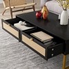 Coffee Table with Hidden Compartment and Storage Shelf, 45.66 Inch Coffee Table with Rattan Woven Door Panel , Suitable for Living Room, Apartment - 3 of 4
