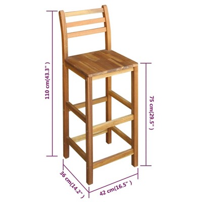 Rustic Acacia Wood and Metal 43'' High Bar Chair Set