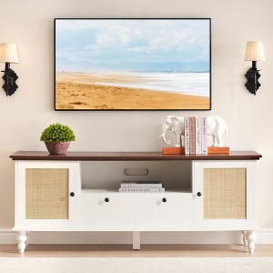 TV stand suitable for 65-inch and larger televisions, modern TV stand with storage and drawers, white TV cabinet furniture for the living room - 1 of 4