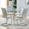 5-Piece Dining Set with Tempered Glass Round Table and 4 PU Armless Chairs - 2 of 4