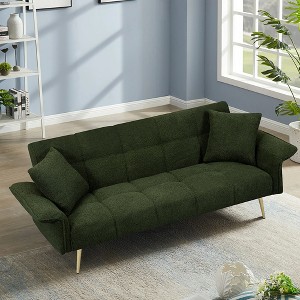 Racxily 70.1" Futon Sofa bed, Convertible Double Sofa Bed With Folding Armrests for Living Rooms and Small Spaces - 1 of 4