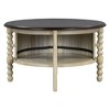 PAGED Vintage Round Coffee Table 30.3" Wooden Center Table with Storage, Slatted Design End Table with Sliding Door for Living Room - 4 of 4