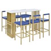 7 Pieces Counter Height Table Set, Kitchen Table Bar Stools, Breakfast Table Set, With 6 Stools, Side Open Shelves, For Living Room - 4 of 4