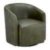 TiramisuBest Fern Green Faux Leather Swivel Barrel Chair - 3 of 4