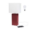 Modern Leather Table Lamp with USB and Fabric Shade - Elegant Designs - 3 of 4