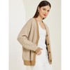 Allegra K Women's Striped Open Front Button Down V Neck Sweater Cardigans - 3 of 4