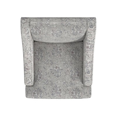Linen Floral Print Swoop Arm Accent Chair