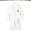 Personalized Linum Kids 100% Polyester SUPER PLUSH Double Brushed Hooded Bathrobe in Navy Script Font - 2 of 4