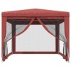 vidaXL Red Party Tent with 4 Mesh Sidewalls, Heavy-Duty Iron Frame, UV and Water-Resistant Roof, Ideal for Outdoor Gatherings and Events - 3 of 4