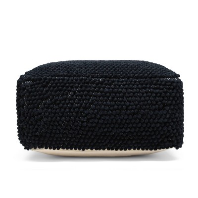 Square Stene Boho Handcrafted Tufted Fabric Pouf Navy Blue - Christopher Knight Home: Wool Material, Removable Cover, No Assembly Required