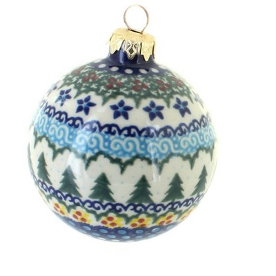 Blue Rose Polish Pottery Holiday Pine Snowman Ornament : Target