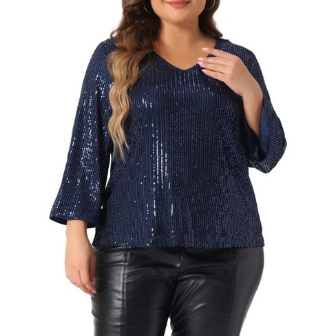 Navy blue dressy blouse sales