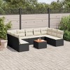 vidaXL Patio Sofa Set with Cushions Outdoor Furniture 10 Piece Poly Rattan - Black and Cream - 2 of 4