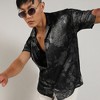 Campus Sutra Men Men's Midnight Black & Chalice Silver Metallic Ombre Shirt - 2 of 3