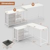 Costway L-shaped Computer Desk with Power Outlet, Drawers, Metal Mesh Shelves Rustic Brown/Black/White - 3 of 4