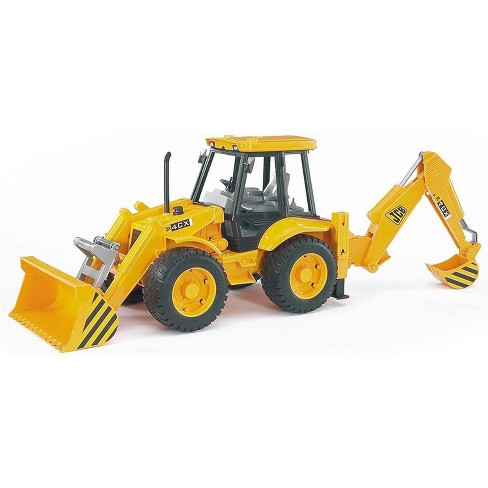 Bruder flatbed truck hot sale with bulldozer yellow