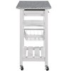 MaseiKar Mobile Rolling Kitchen Island Trolley Serving Cart with Underneath Drawer & Slide-Out Wire Storage Basket - 4 of 4