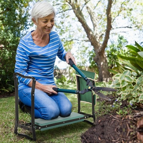 Garden Kneeler Seat Foldable Garden Bench Stool Soft Kneeling Pad w/Tool Pouch 