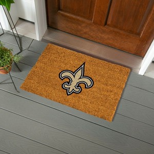 EvergreenNFLNew Orleans Saints Logo Natural Coir 28 x 16 Inches Indoor Outdoor Doormat - 1 of 4