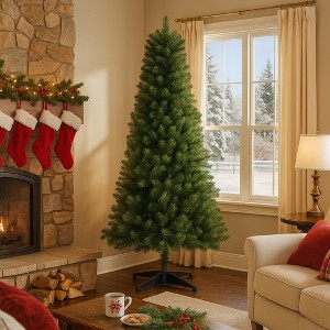 Hachikiko 6FT Unlit Artificial Christmas Tree, 490 PVC Tips, Flame-Retardant Green Holiday Tree with Stand for Indoor Home Decor - 1 of 4
