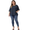 Agnes Orinda Women's Plus Size Lace Crochet Hollow out Crew Neck Short Sleeve Side Split Casual Blouses - 3 of 4