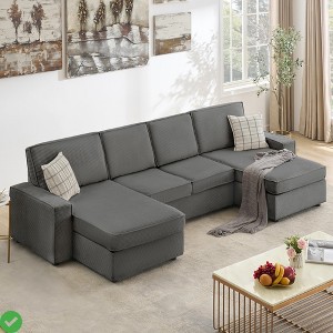 7 Seat U-Shaped Modular Sectional Sofa - Convertible Cloud Couch with Washable Covers Living Room,Office(Beige) - 1 of 4