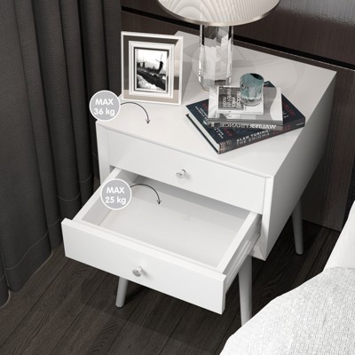 Tangkula Wooden Nightstand With 2 Storage Drawers Accent End Side Table ...