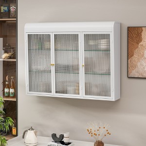 3-Door Wall-Mounted Glass Cabinet, Stylish Storage Solution for Kitchen, Living Room, Bathroom - 1 of 4