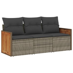vidaXL Garden Sofa Set Grey, Dark Grey - 1 of 4