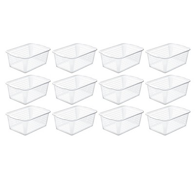 YBM HOME Plastic Perforated Storage Basket Bin Office Drawer, Shelf Desktop CountertopTray Organizer 32-1184, Pack of 12