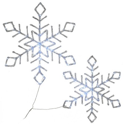 National Tree Company 2pc LED Diamond Tip Ice Crystal Snowflake Novelty Silhouette Christmas Light