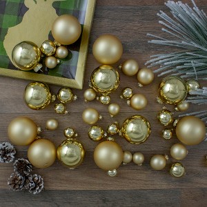 Northlight 2-Finish Glass Christmas Ball Ornaments - 2.5" (60mm) - Gold - 40ct - 1 of 3