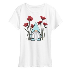 Women's - Instant Message - Gnome In Poppies Short Sleeve Graphic T-Shirt - 1 of 4