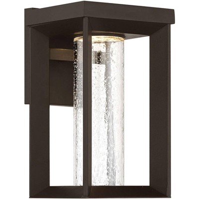 Minka Lavery Modern Outdoor Wall Light Fixture Oil Rubbed Bronze LED 13" Clear Seeded Glass for Post Exterior Porch Yard Patio