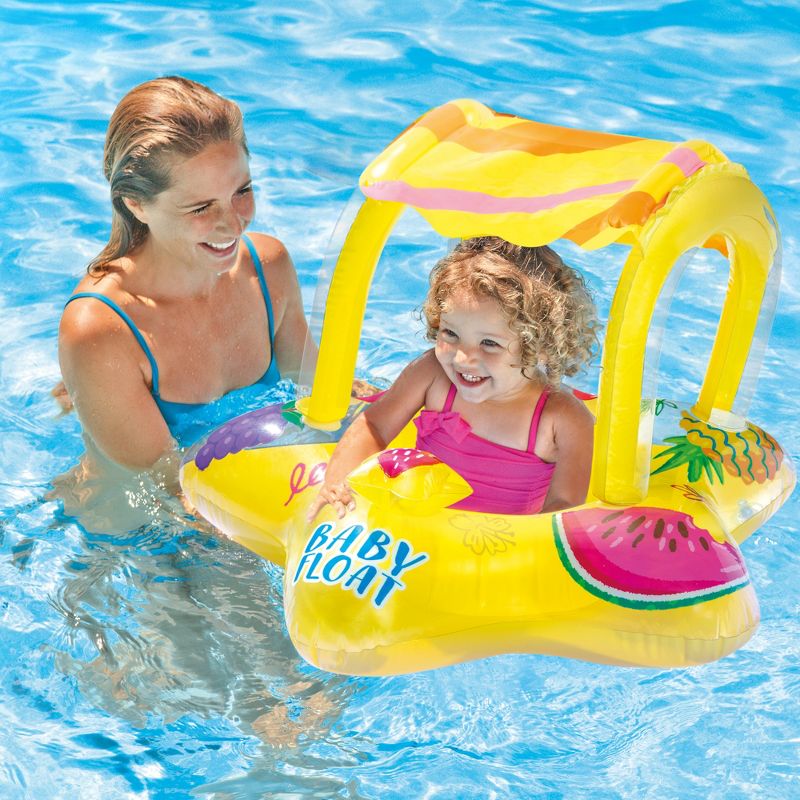 Intex 56573EP Outdoor Swimming Pool Inflatable Comfortable Shaded Canopy Starfish Lounger Baby Toddler Float Safety Raft, Yellow, 4 of 7
