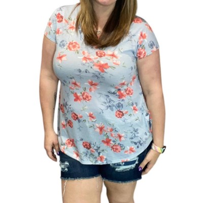 Women's Floral Ruffle Tee - White Birch