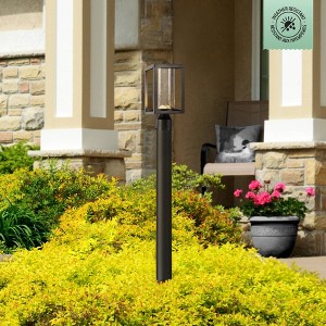 Globe Electric 12W LED Integrated Black Outdoor Post Mount Light with Bubble Glass Shade: Weather-Resistant, ETL Listed, 850 Lumens - 1 of 4
