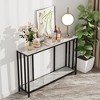 2 Tier Heavy Duty Console Table for Foyer, Black Frame Sofa Accent Table w/ Storage Shelve - 2 of 4