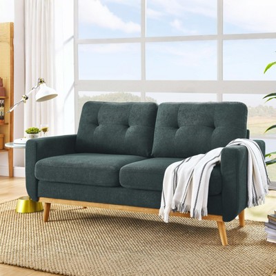 GDFStudio Robin Mid-Century Modern Upholstered Tufted 67.7" Loveseat with Wooden Legs