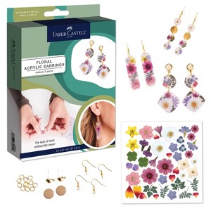 Faber-Castell Pressed Floral Acrylic Earrings: Multicolored Art & Craft Tool Set, 20 Pieces, Includes Brushes - 1 of 4