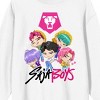 KPop Demon Hunters Chibi Saja Boys Adult White Crew Neck Long Sleeve Sweatshirt - 2 of 4