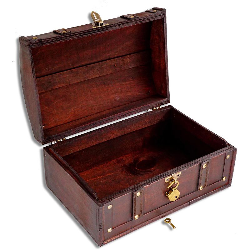 Brynnberg 12"x7.9"x6" Wooden Vintage Pirate Treasure Chest Storage Box, 4 of 9