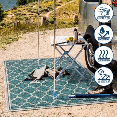 Gray Trellis Reversible Synthetic Flatweave 3x5 Area Rug