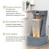 LuxenHome Gray Resin 2-Column Sculpture Outdoor Fountain with Lights - 3 of 4