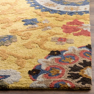 Handmade Floral Gold and Multicolor Tufted Wool Accent Rug 3' x 5'